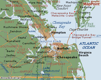 Hampton Roads Map - Virginia Beach and Surrounding